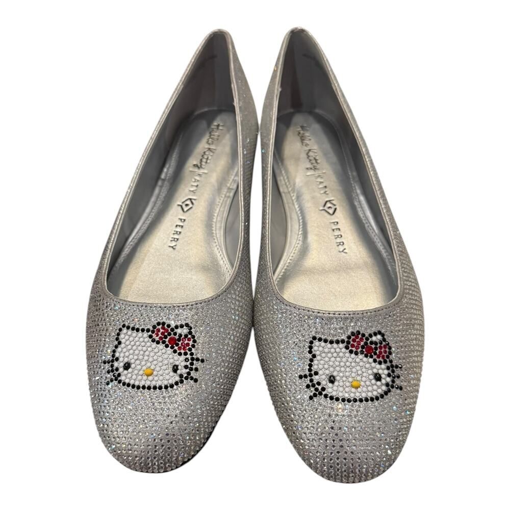 Hello Kitty Katy Perry Collections Crystal Ballet Flats Silver Rhinestone 9.5